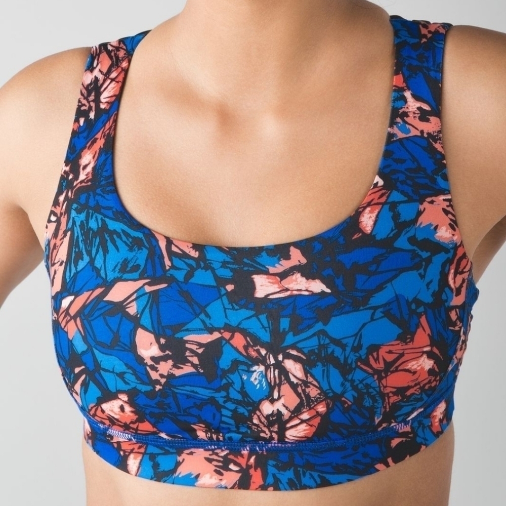LULULEMON Energy Bra Exhale Yoga Storm Harbor Blue Strappy Athletic Pilates 6 - Picture 7 of 13